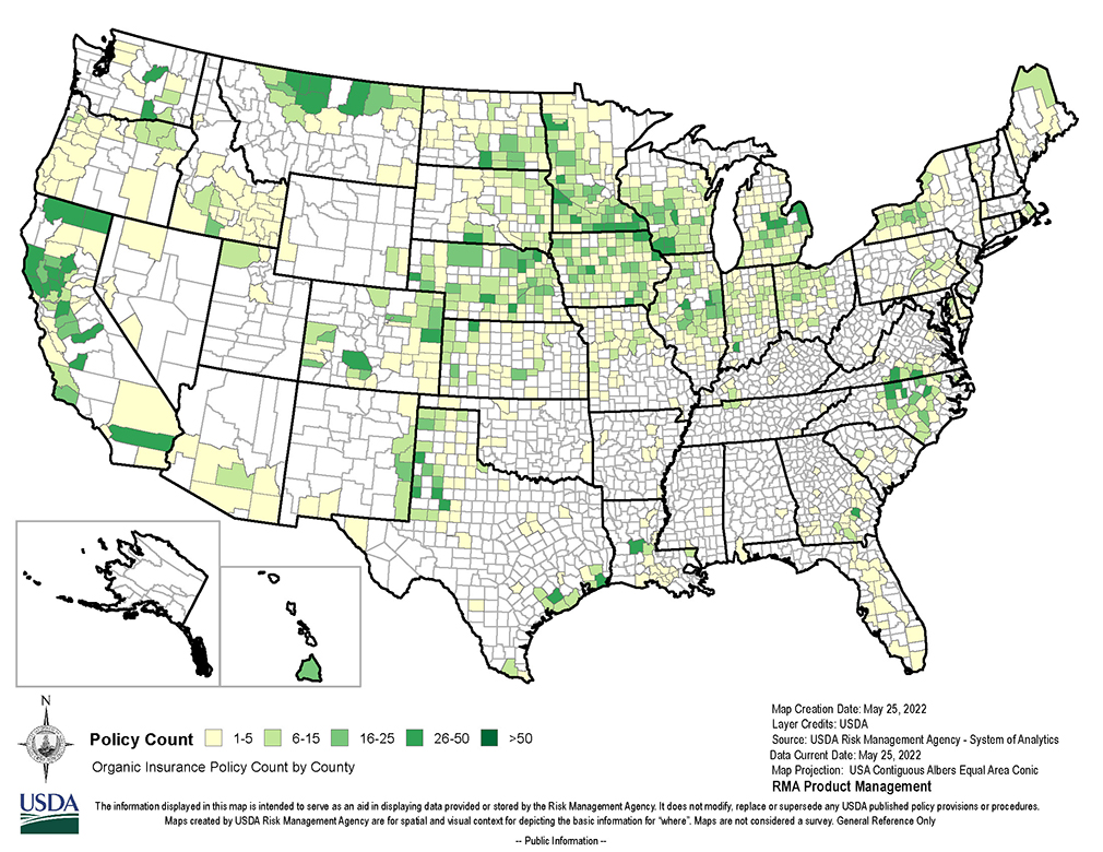 Map of Organic Policy Count 2021