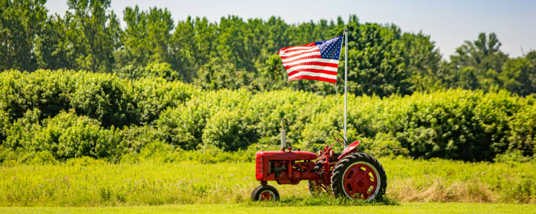 Farmall tractor with American Flag