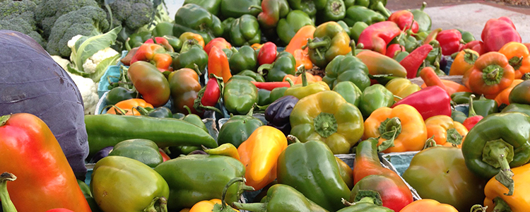 Colorful vegetables at a farmers market